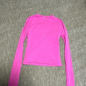 SKIMS Vibrant Pink Mesh Long Sleeve Tee